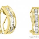 1.20 CTW Invisible Set Baguette Diamond Omega Back Earrings 14K Yellow Gold