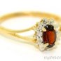 14K Gold Birthstone Ring Garnet & Diamond (January)