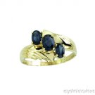 1.45 CTW TRIPLE OVAL SAPPHIRE RING 14K YELLOW GOLD