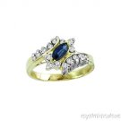 0.38 CTW DIAMOND & MARQUISE SAPPHIRE RING 14K YELLOW GOLD