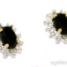 14K Gold Birthstone Earrings Onyx & Diamond (October)