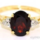 Garnet & Diamond Ring 14K Yellow Gold (January )