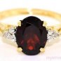 Garnet & Diamond Ring 14K Yellow Gold (January )