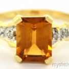 Citrine & Diamond Ring 14K Yellow Gold (November )
