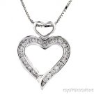 0.25 CTW Diamond Heart Pendant 14K  White Gold With Chain