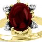 Cabichon Garnet & Diamond Ring 14K Gold