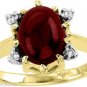 Cabichon Garnet & Diamond Ring 14K Gold