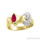 Ruby & Diamond BELT RING 14K Yellow Gold