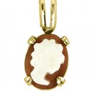 Hand Carved Cameo Pendant 10K Yellow Gold