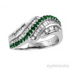 0.84 CTW Emerald and Diamond Ladies Ring 14K White Gold