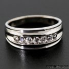 Mens Diamond Ring 14K White Gold Wedding Band