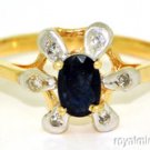 Sapphire & Diamond Ring 14K Yellow Gold.