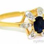 Sapphire & Diamond Ring 14K Yellow Gold.