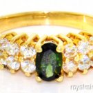 Green Tourmaline & White Sapphires 14K Gold Ring Exotic