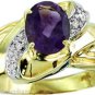 1.64 CTW DIAMOND & OVAL AMETHYST RING 14K YELLOW GOLD