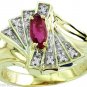 0.78 CTW DIAMOND & MARQUISE RUBY RING 14K YELLOW GOLD