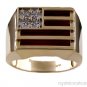 Mens Ring Diamond Blue Quartz 14K Yellow or White Gold