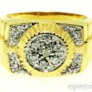 Mens Diamond 14K Yellow Gold Ring Role Band