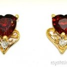 Garnet & Diamond Earrings 14K Yellow Gold (January )