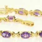 8.00 CTW Amethyst & Diamond Tennis Bracelet 14K Gold