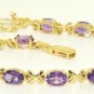8.00 CTW Amethyst & Diamond Tennis Bracelet 14K Gold