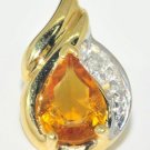 Citrine (November stone) & Diamond Earrings 14K Gold