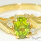Oval Shape Peridot & Diamond Ring 14K Yellow Gold