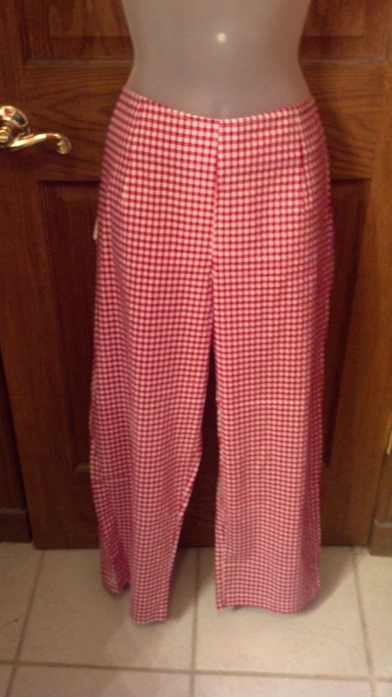 Ladies Red White checked pants by Pink Ribbon, Size 8