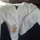 "Kitty" Infant pajamas with footies, White, two piece, long sleeves 6-9 months