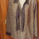 Women's casual dress blouse, size 3X black/gray leaf print design
