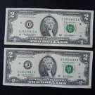 2003 Cleveland D UNCIRCULATED $2 TWO Dollar Bill Mint Crisp Note SEQUENTIAL 2ea