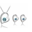 Heart Jewelry Set Crystal Silver Plated