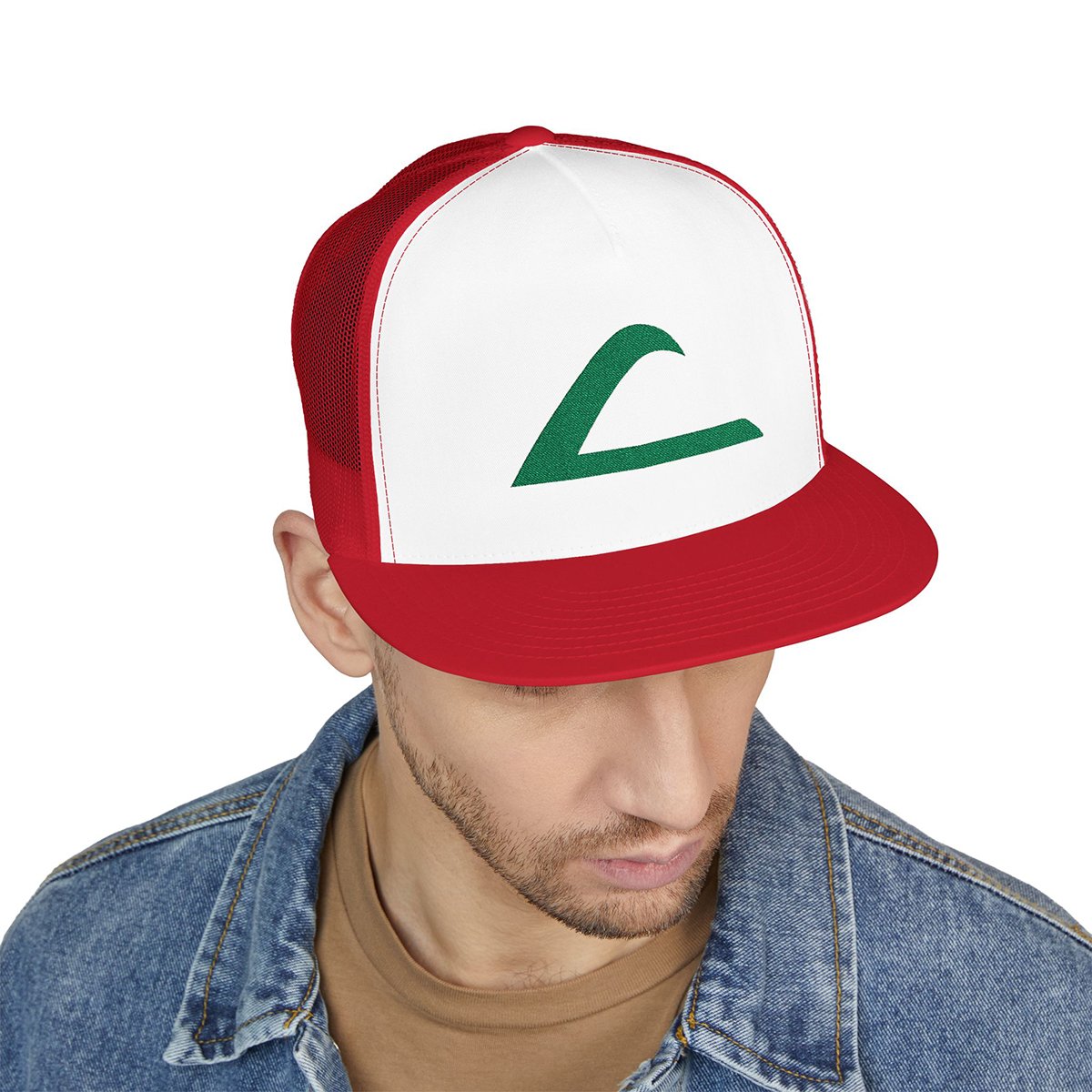 Ash Ketchum 5 Panel Trucker Cap Embroidered Trucker Hat