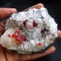 STUNNING RED FLUORITE, CALCITE AND MM QUARTZ MINERALS CLUSTER FORMATION SPECIMEN
