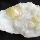 AMAZING YELLOW CALCITE AND MATRIX MM QUARTZ MINERALS CLUSTER FORMATION SPECIMENS