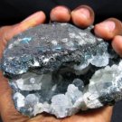 AMAZING EPI-STILBITE, CALCITE ON CHALCEDONY MINERALS IN GEODE BASALT ROCK PIECE