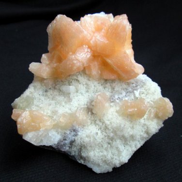 AWESOME ORANGE STILBITE ON WHITE CHALCEDONY MINERALS COLLECTIBLES SPECIMEN INDIA