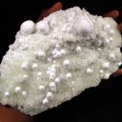 AWESOME PUFFY OKENITE BALLS ON PREHNITE MINERALS RARE COLLECTIBLES INDIA PIECE