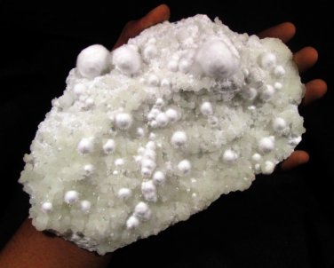 AWESOME PUFFY OKENITE BALLS ON PREHNITE MINERALS RARE COLLECTIBLES INDIA PIECE