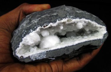 AWESOME PUFFY OKENITE BALL ON CHALCEDONY MINERALS RARE FOUND COLLECTIBLES INDIA