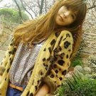 Angora Wool Leopard Boyfriend Slouchy Oversized Knitted Chunky Cardigan Blazer