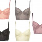 Topshop Paisley Lace Boned Long line Bralet Corset Basque Bustier Crop Top 8-12