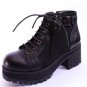 PU Leather Cut Out Buckle/ lace up Platform Chunky Heel Chelsea Ankel Croc Boots