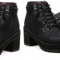PU Leather Cut Out Buckle/ lace up Platform Chunky Heel Chelsea Ankel Croc Boots