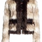 Lanvin for H&M Collarless Shaggy Fluffy Faux Tint Fur Glam Jacket Coat EU38 UK10