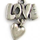 Love With Heart lead free pewter charm lot 25 pieces