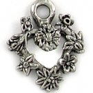 Flower Heart lead free pewter charm lot 25 pieces