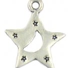 Star with Moon Lead free pewter charm lot 25 pieces