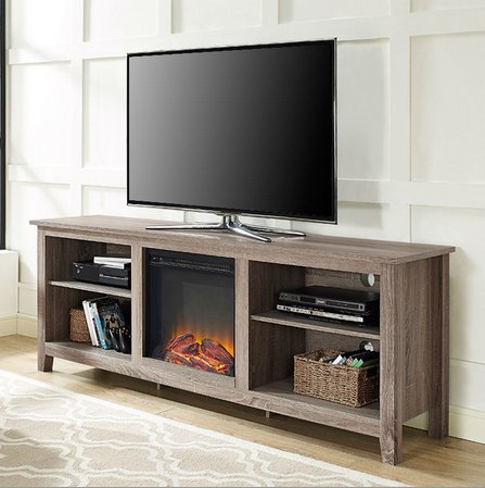 Contemporary Style Fireplace TV Stand | Brown