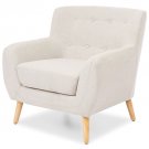 Modern Mid-Century Accent Linen Armchair | Light Grey